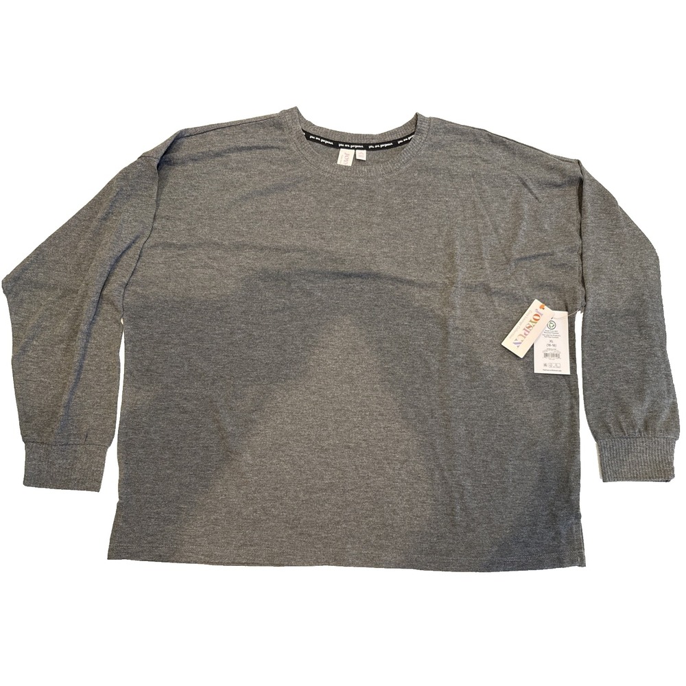 Joyspun Long Sleeve Hacci Top / Shirt - Gray - XL Extra Large 16 - 18  New  NWTs